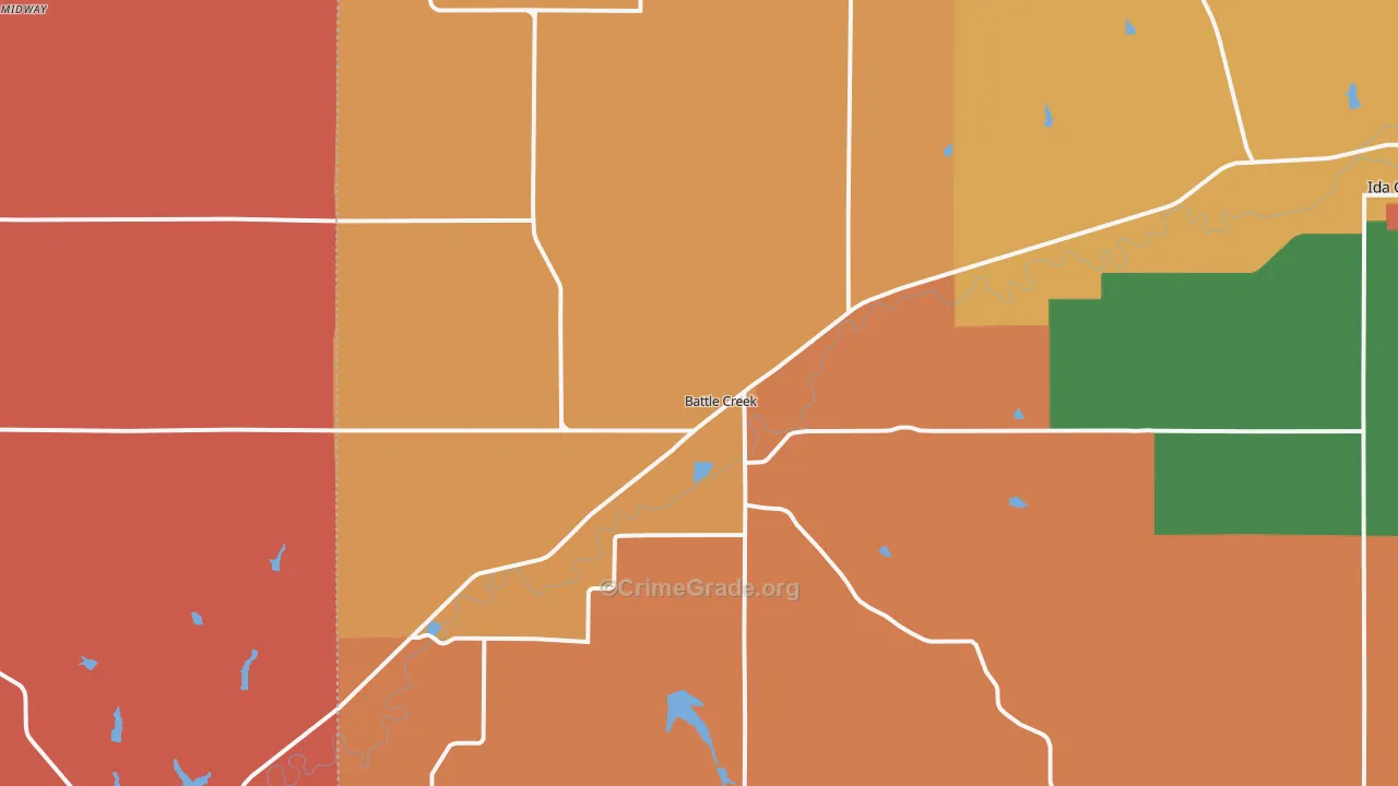 Battle Creek, IA Map of Murder Rates