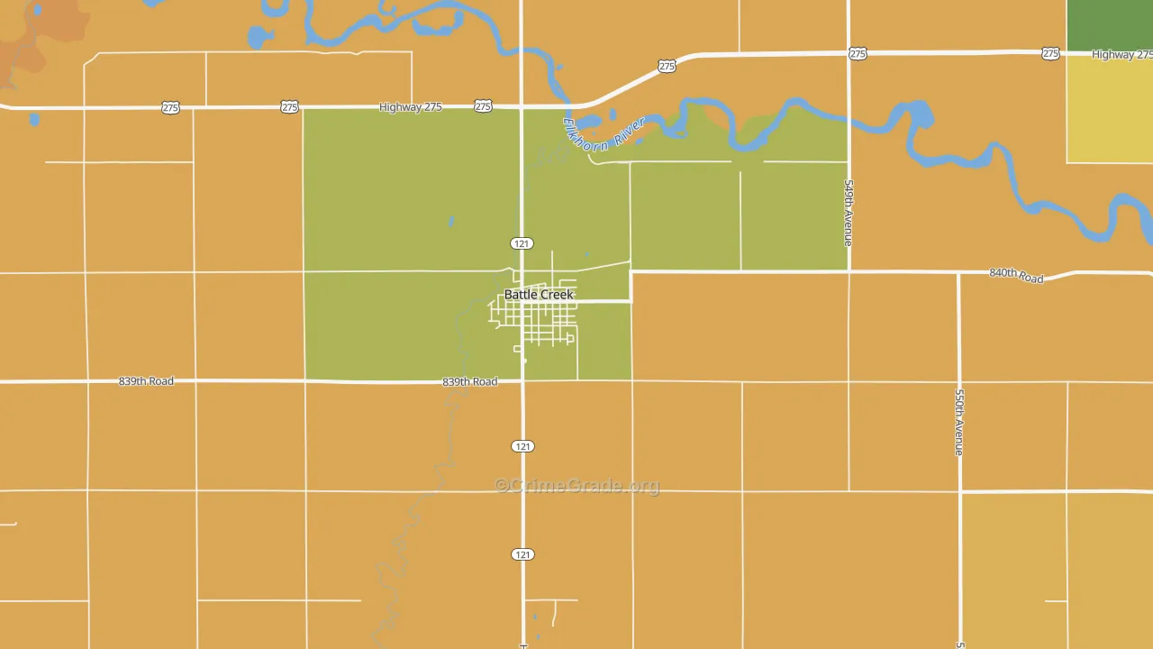 Battle Creek, NE Map of Murder Rates