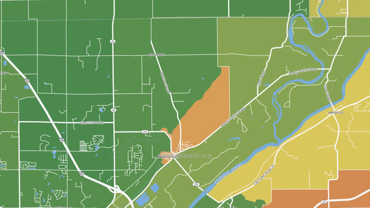Battle Ground, IN Map of Murder Rates