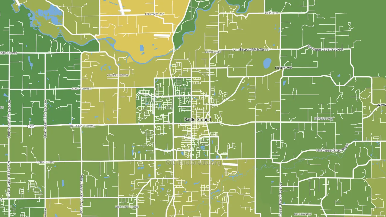 Battle Ground, WA Map of Murder Rates