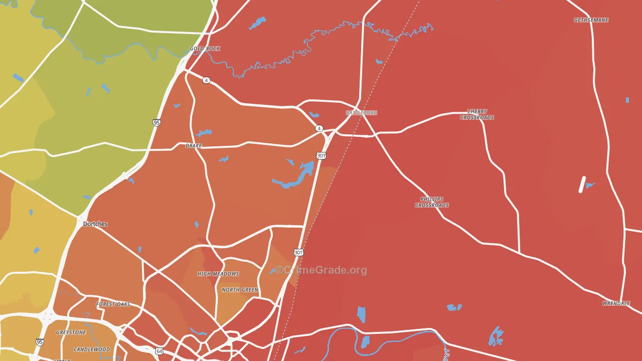 Battleboro, NC Map of Murder Rates
