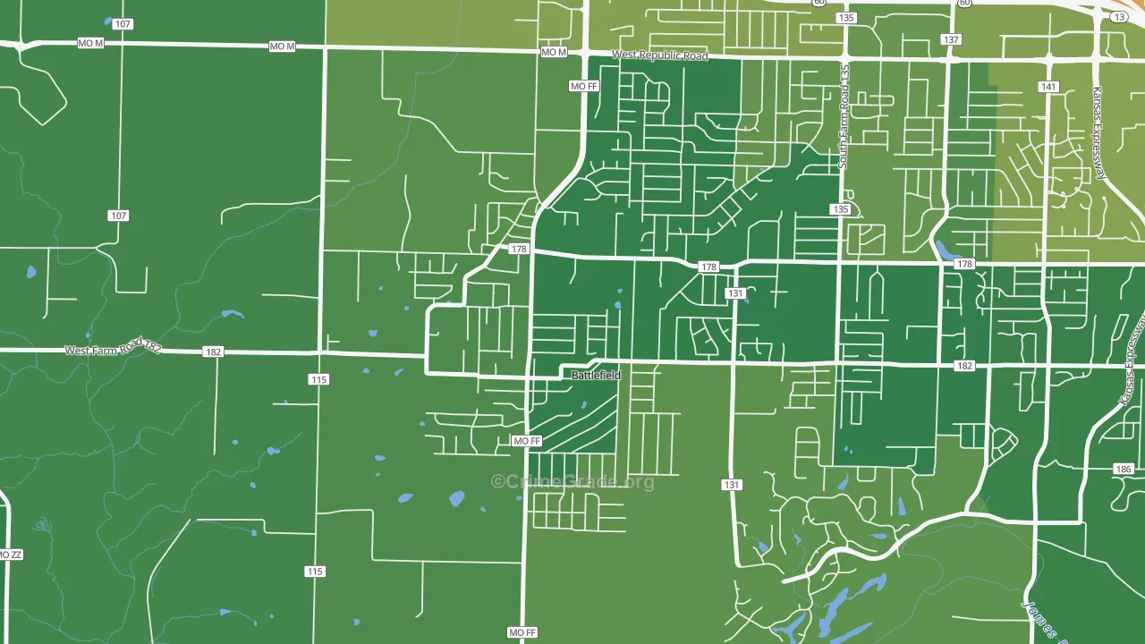 Battlefield, MO Map of Murder Rates