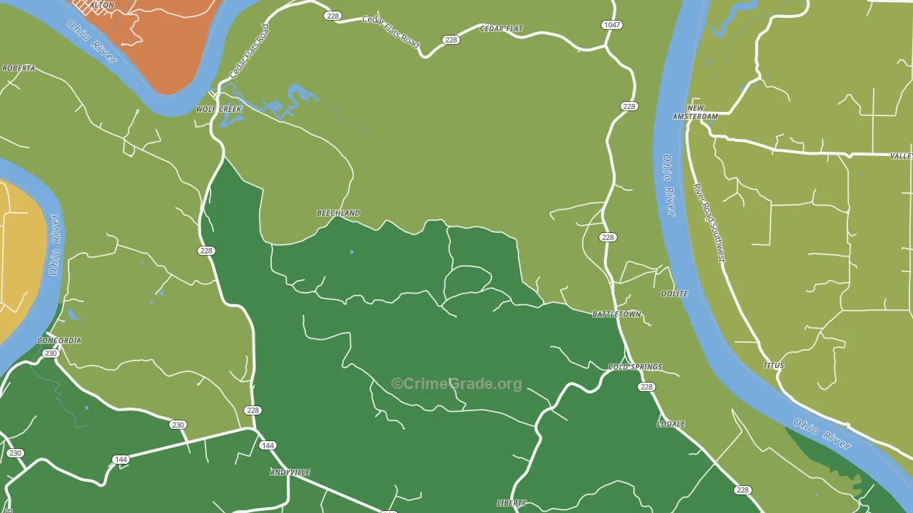 Battletown, KY Map of Murder Rates