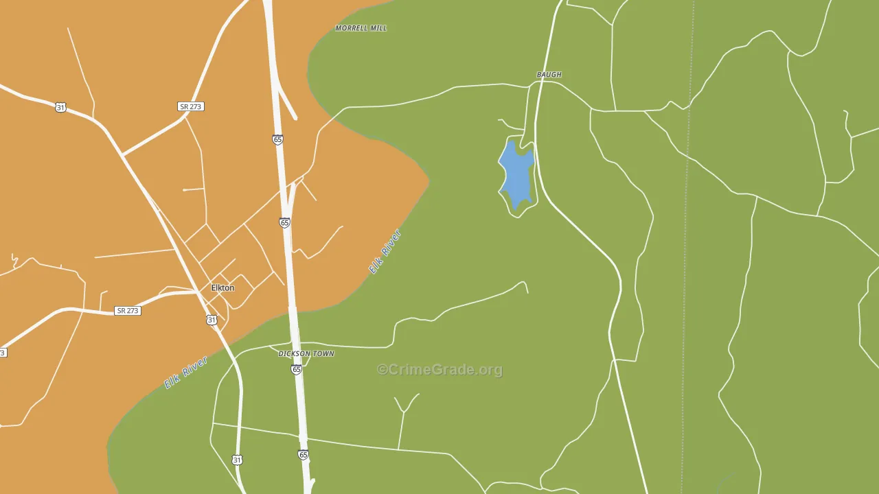 Baugh, TN Map of Murder Rates