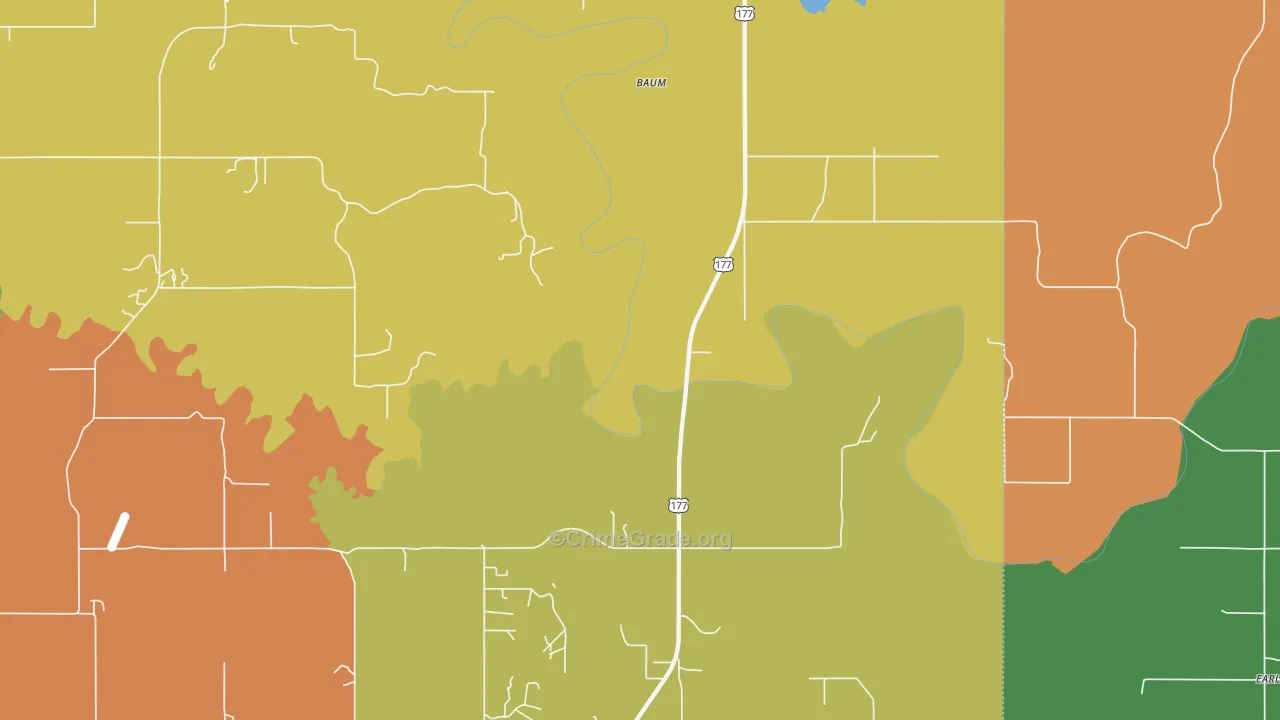 Baum, OK Map of Murder Rates