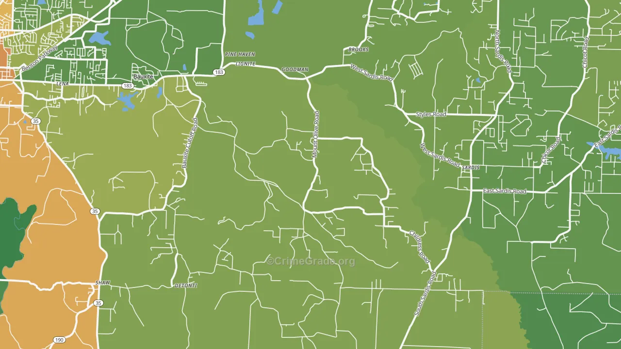 Bauxite, AR Map of Murder Rates