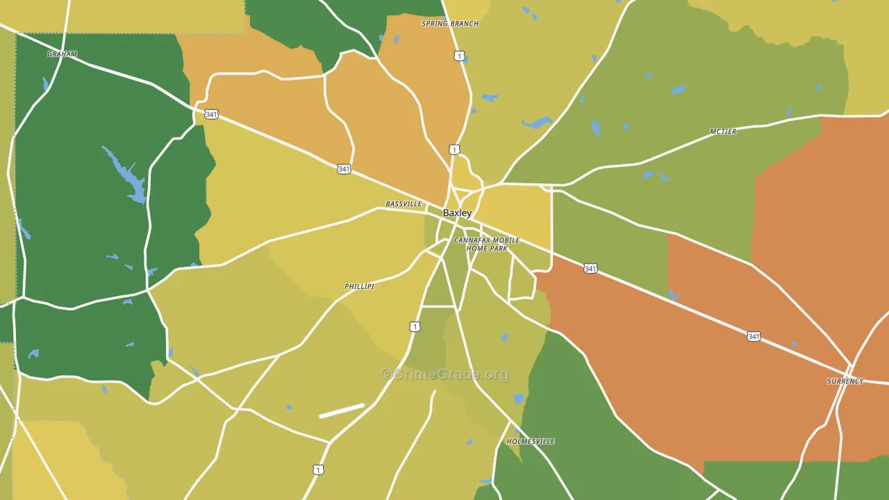 Baxley, GA Map of Murder Rates