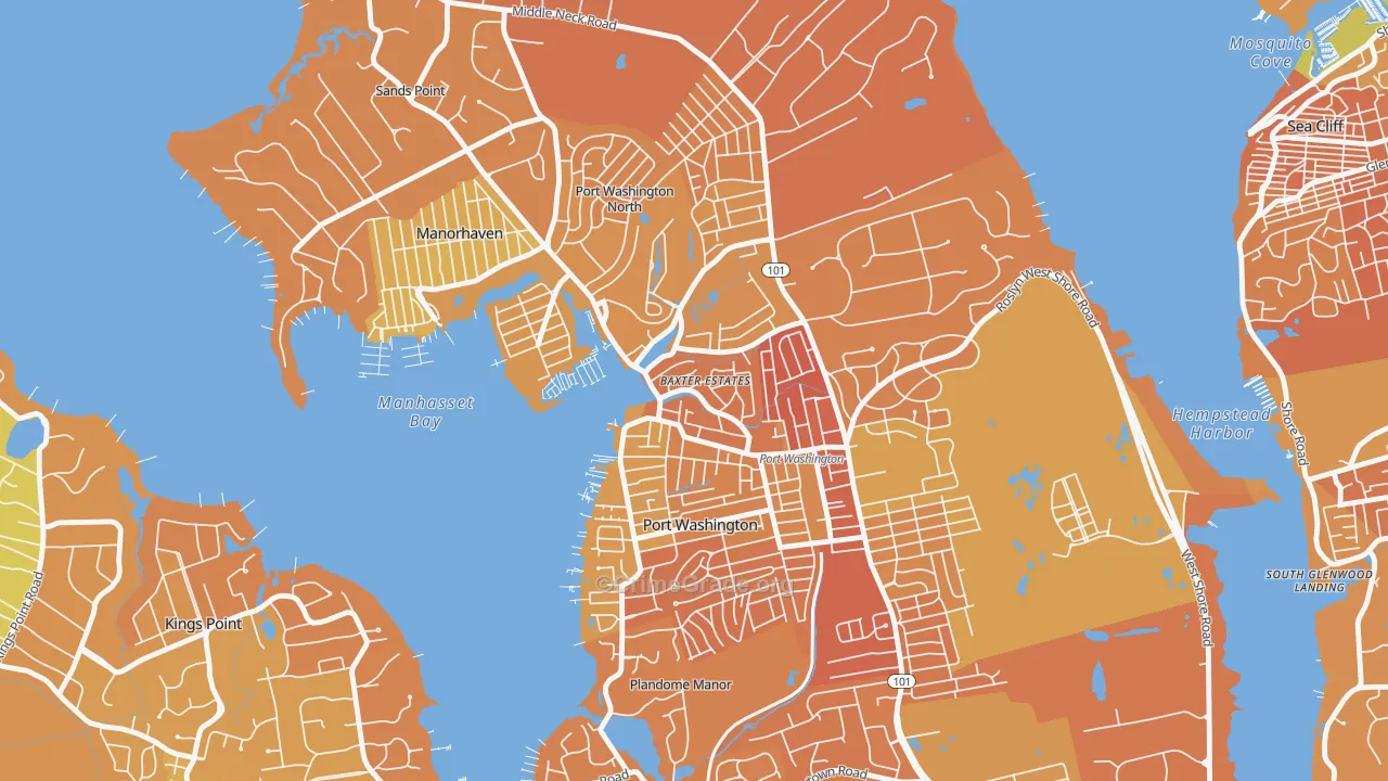 Baxter Estates, NY Map of Murder Rates