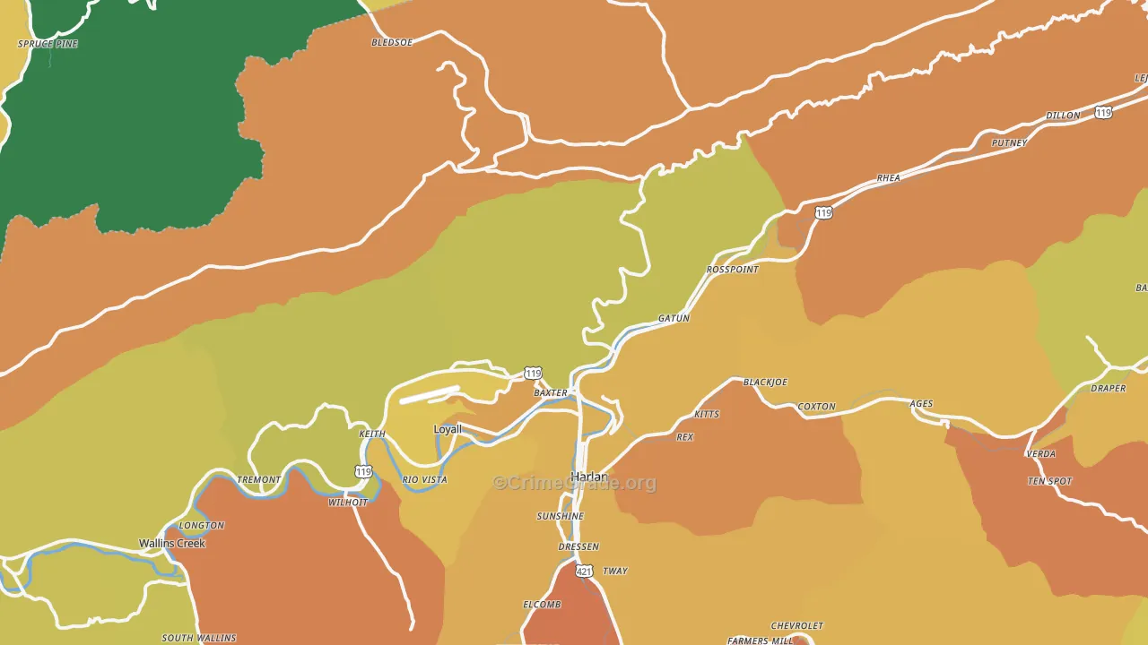 Baxter, KY Map of Murder Rates