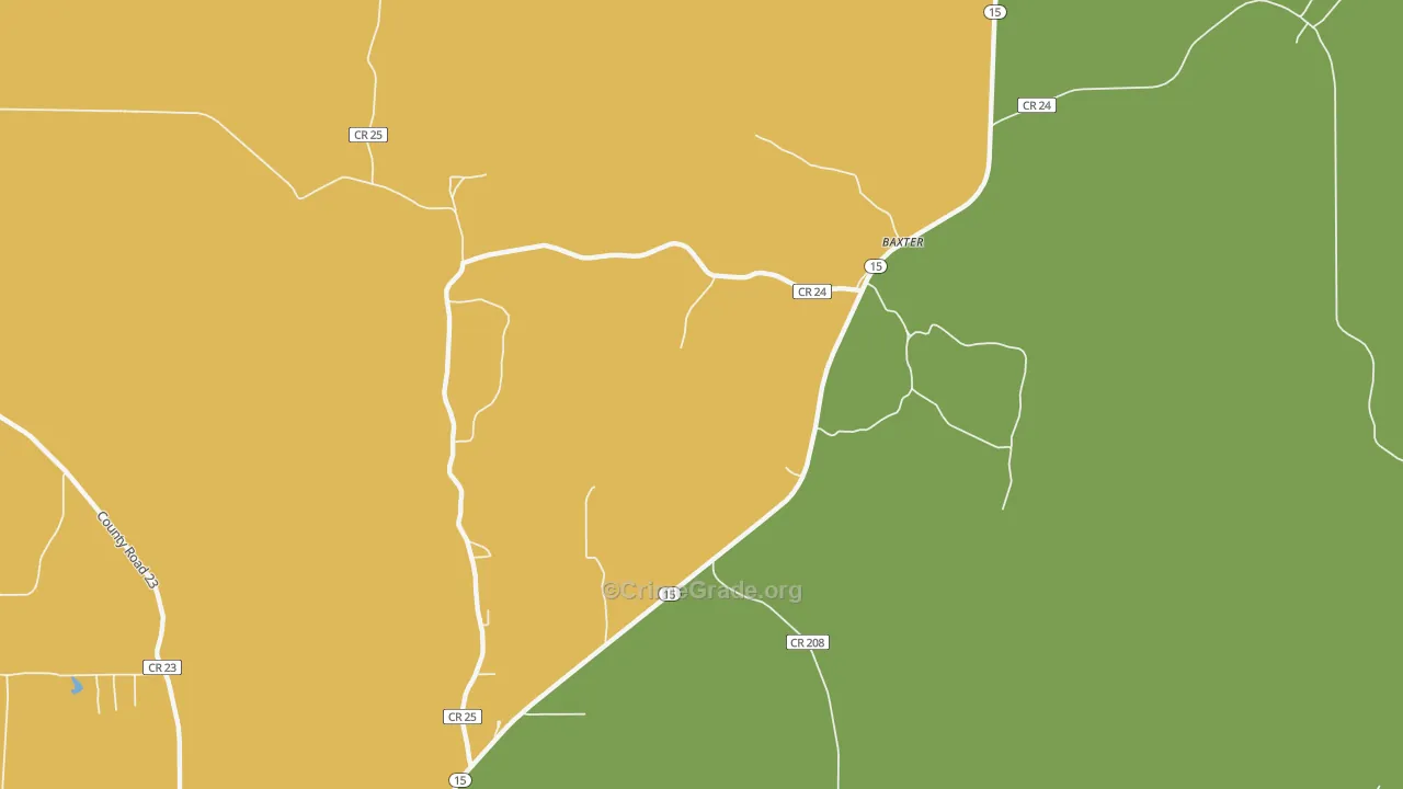 Baxter, MS Map of Murder Rates