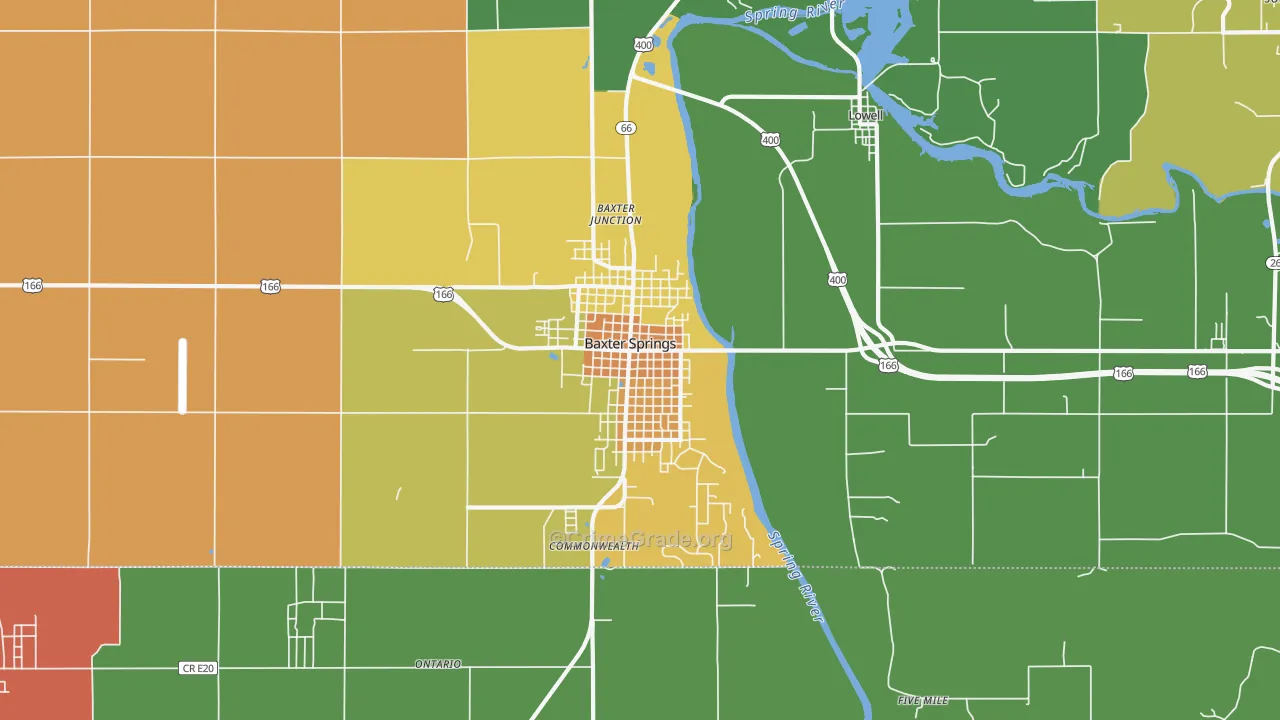Baxter Springs, KS Map of Murder Rates