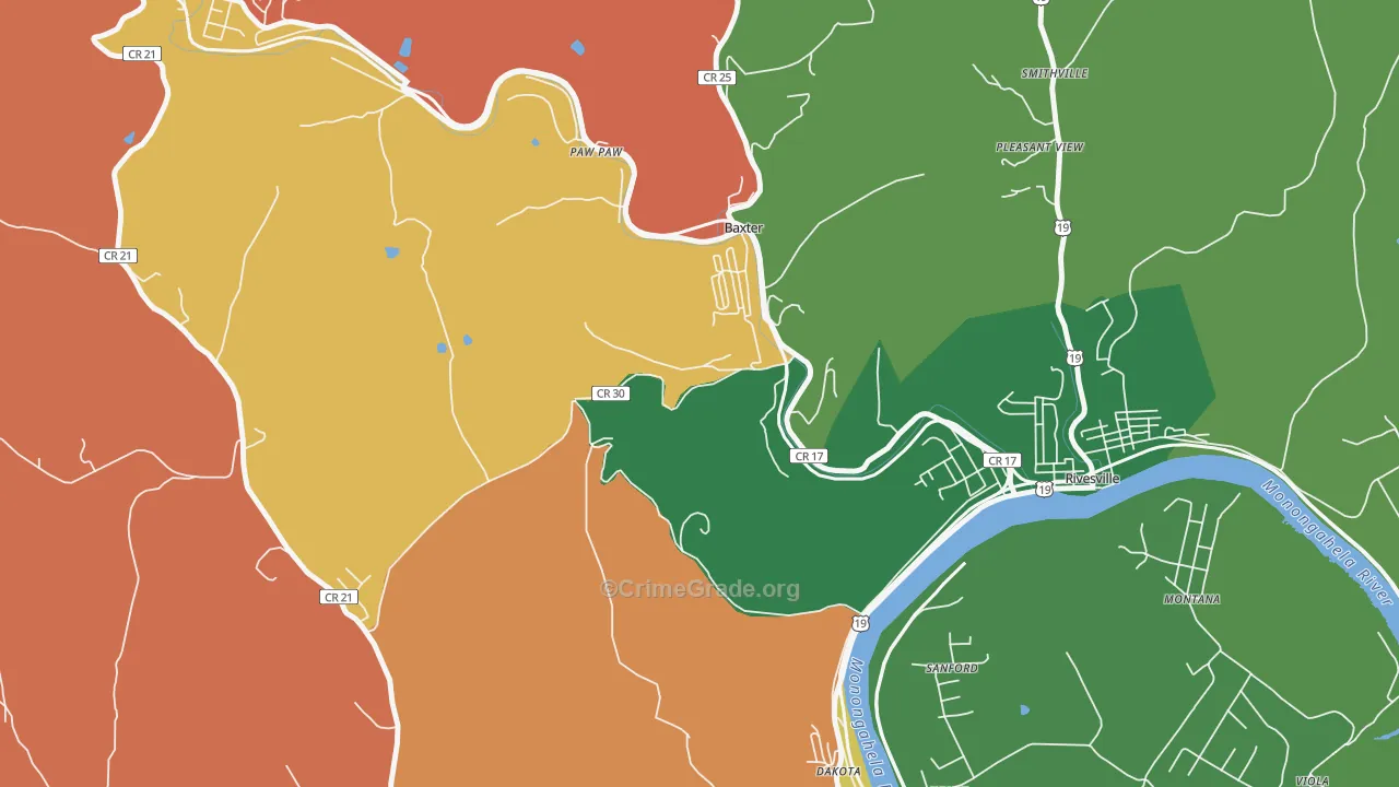 Baxter, WV Map of Murder Rates