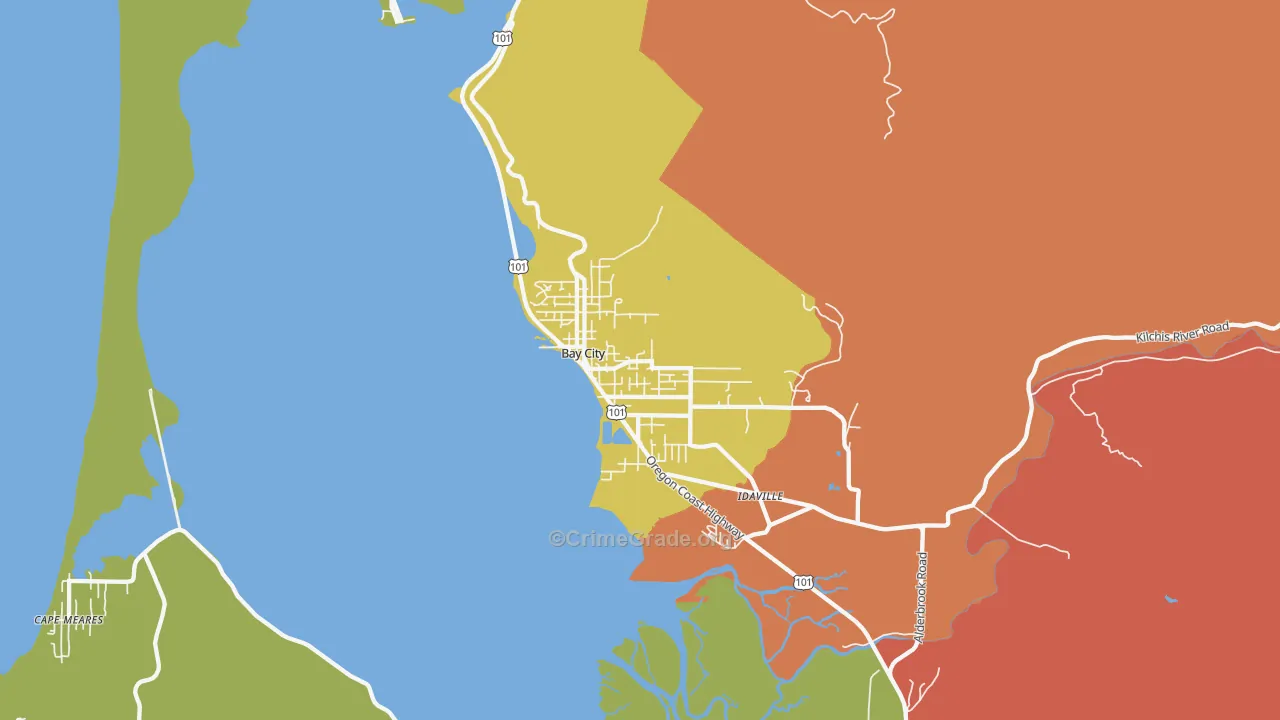 Bay City, OR Map of Murder Rates