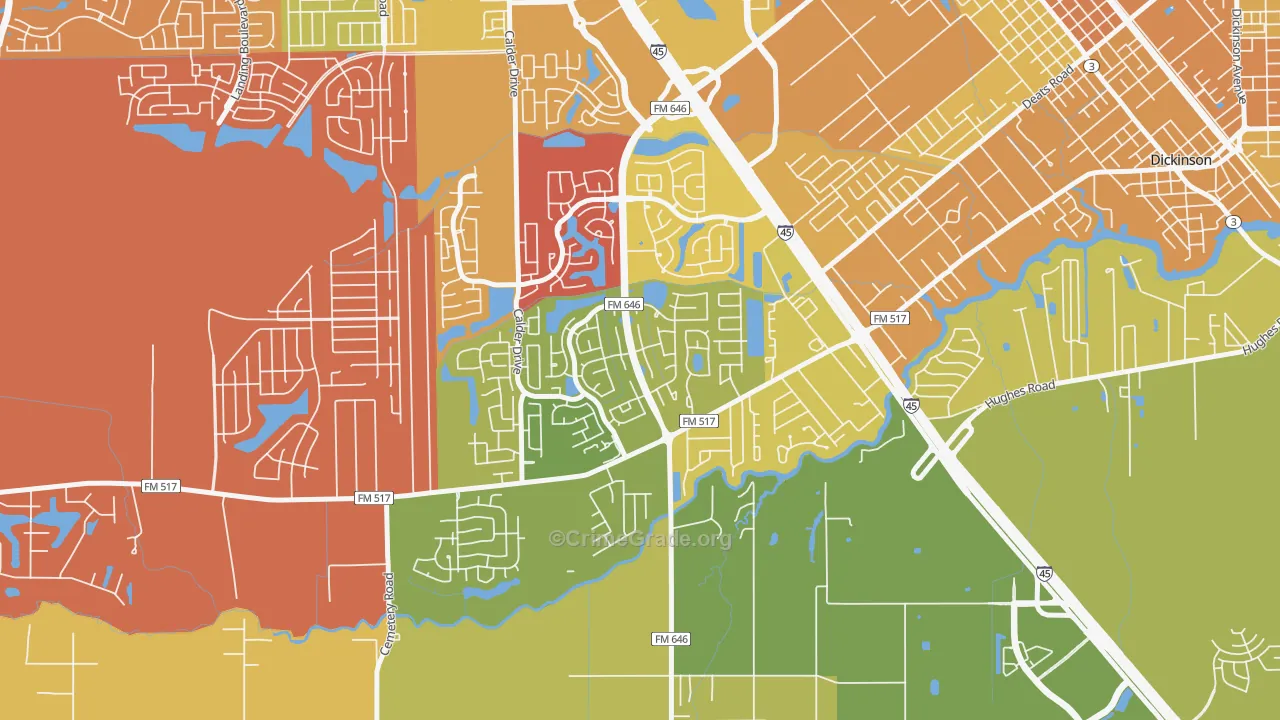Bay Colony, League City, TX Map of Murder Rates