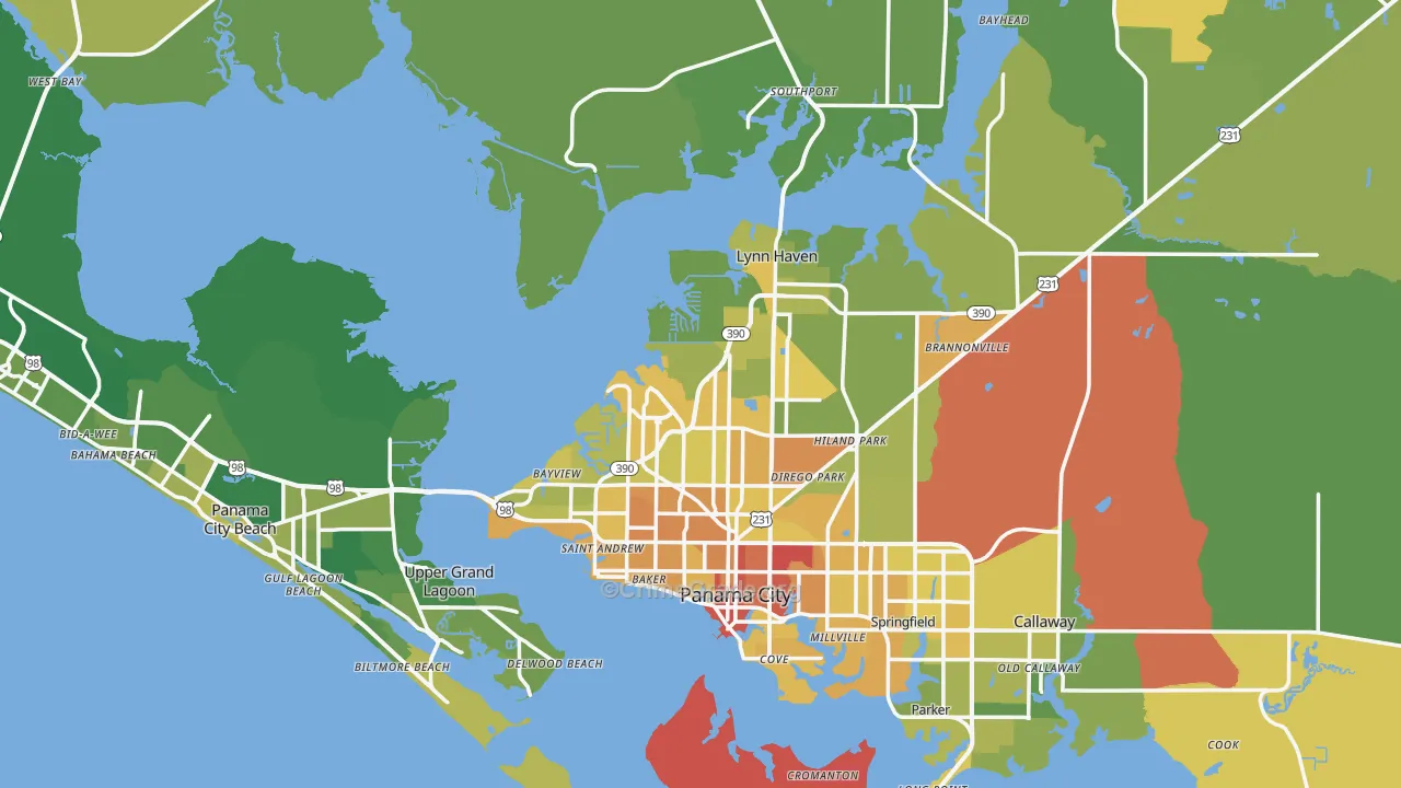 Bay County, FL Map of Murder Rates