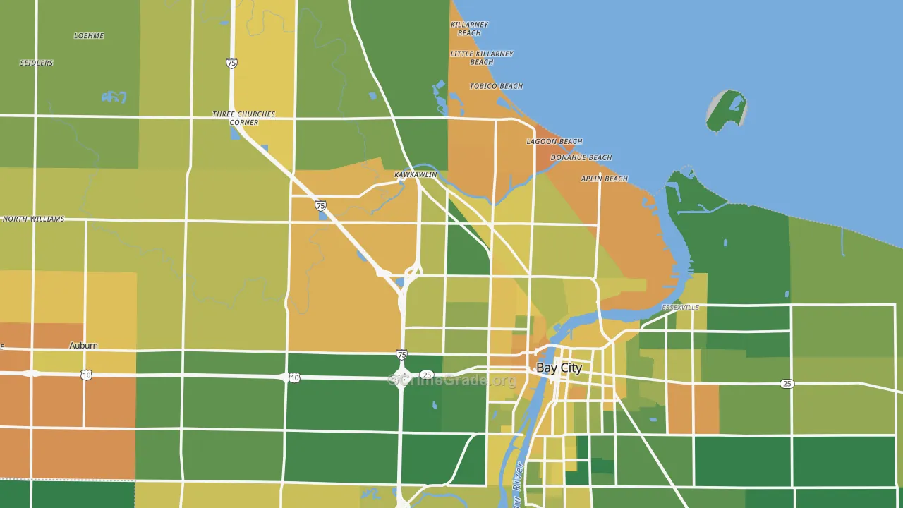 Bay County, MI Map of Murder Rates