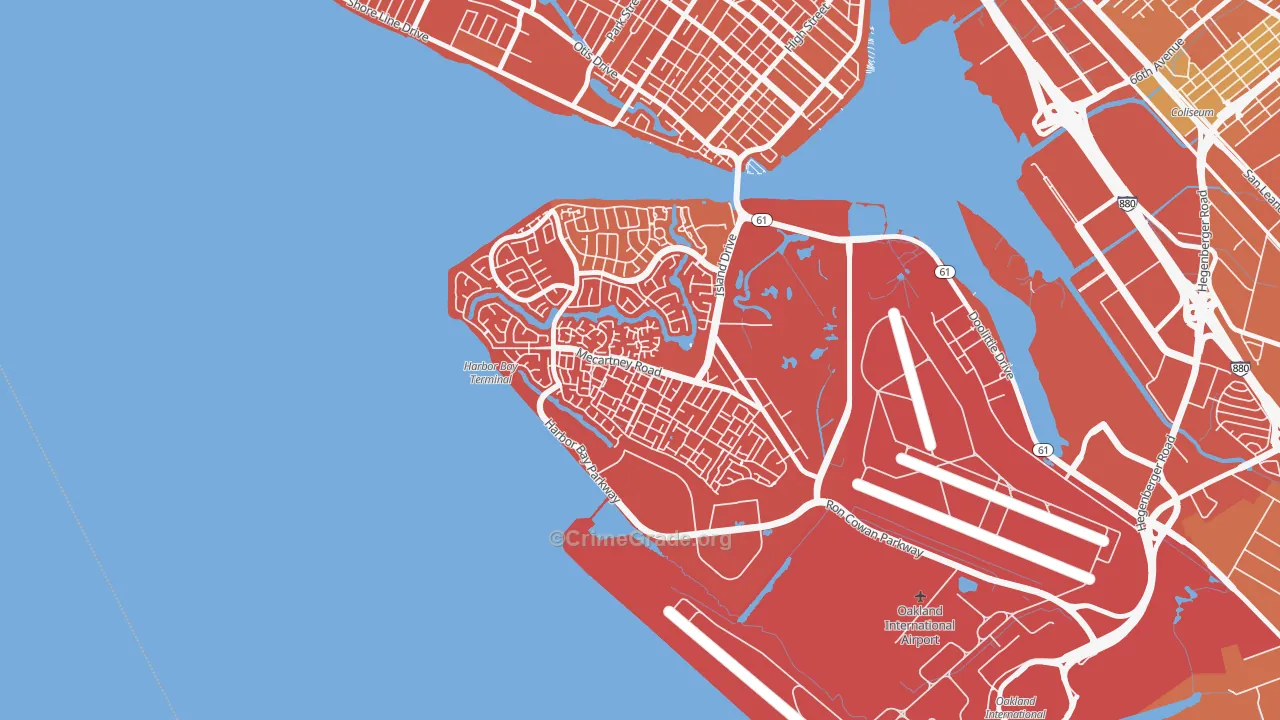 Bay Farm Island, Alameda, CA Map of Murder Rates