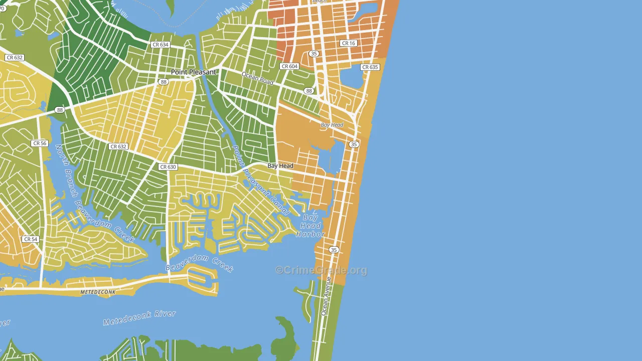 Bay Head, NJ Map of Murder Rates