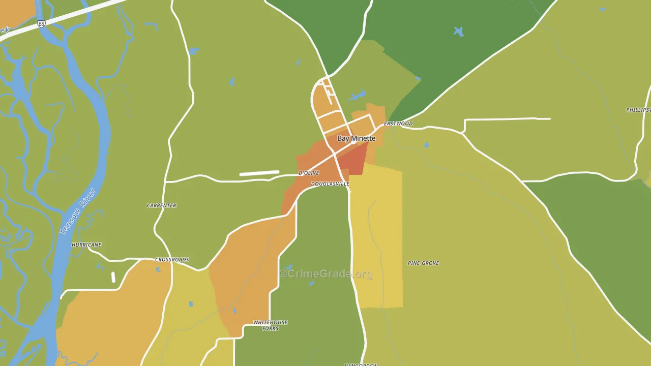 Bay Minette, AL Map of Murder Rates