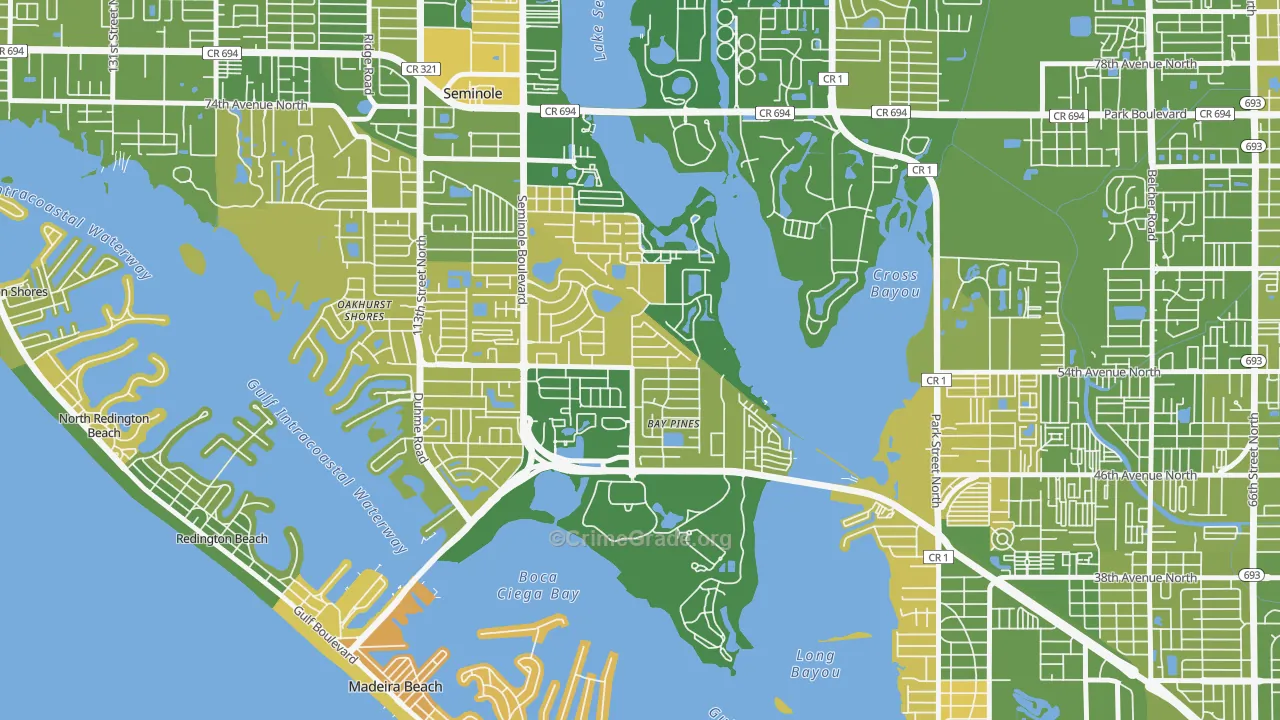 Bay Pines, FL Map of Murder Rates
