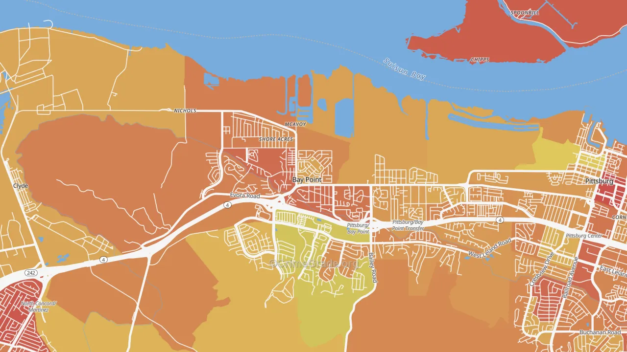 Bay Point, CA Map of Murder Rates