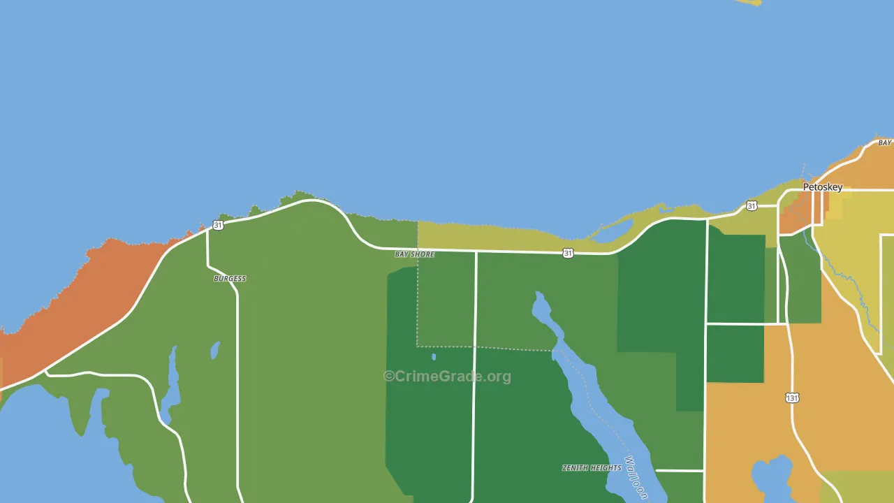 Bay Shore, MI Map of Murder Rates