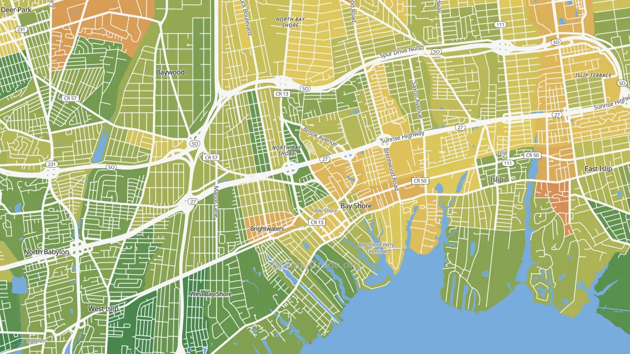 Bay Shore, NY Map of Murder Rates