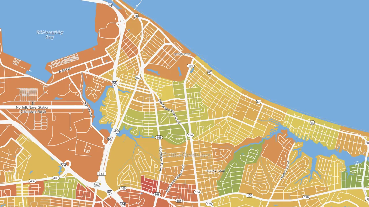 Bay View, Norfolk, VA Map of Murder Rates