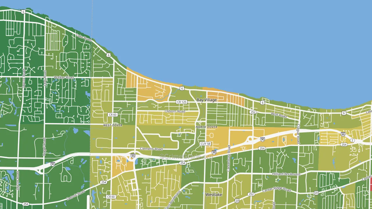 Bay Village, OH Map of Murder Rates