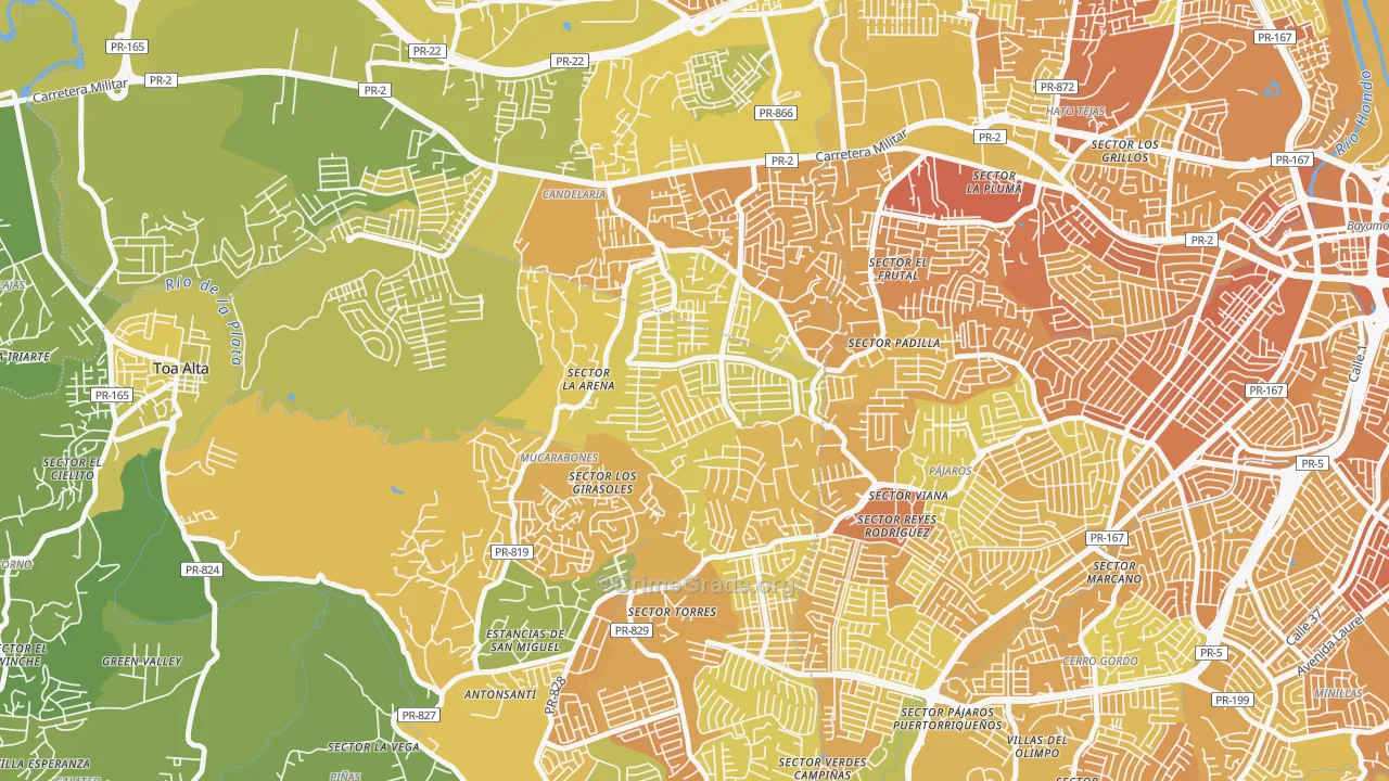 Bayamon Gardens, PR Map of Murder Rates