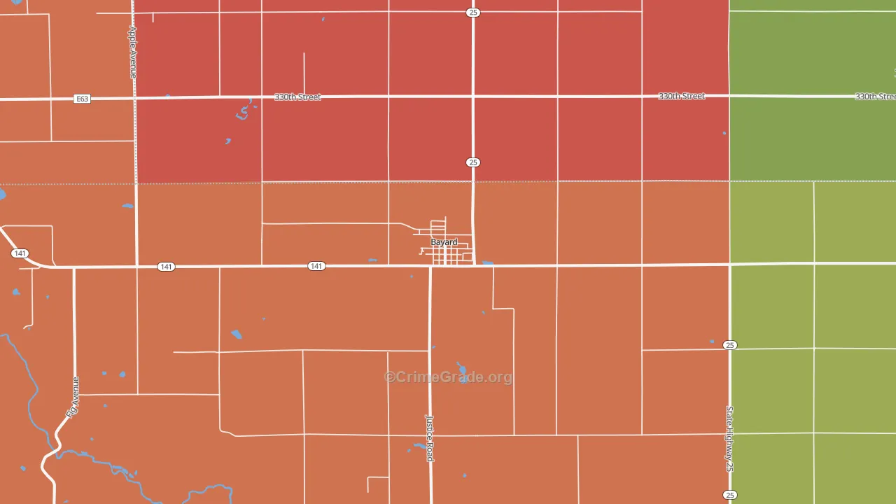 Bayard, IA Map of Murder Rates