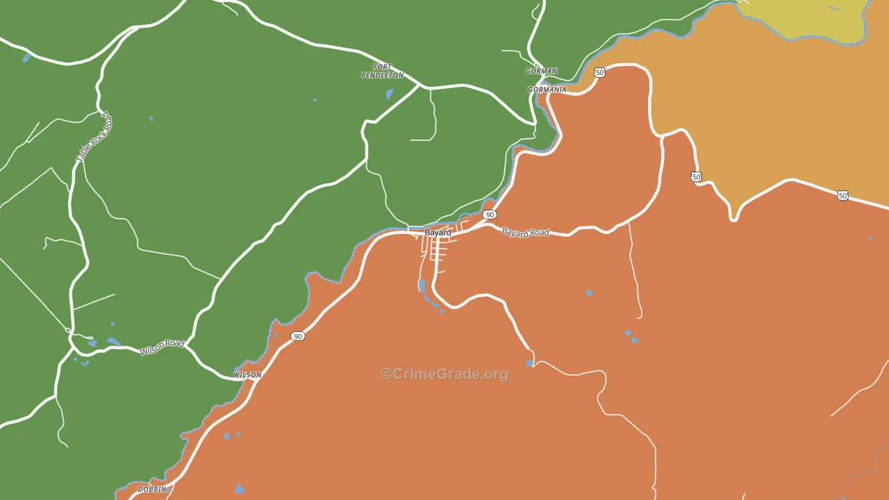 Bayard, WV Map of Murder Rates