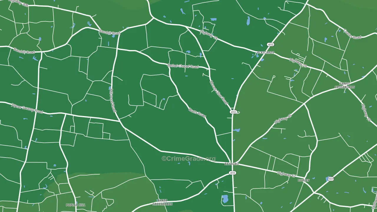 Bayboro, SC Map of Murder Rates