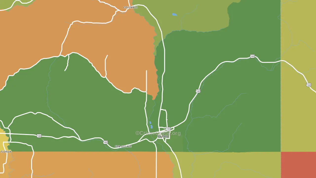 Bayfield, CO Map of Murder Rates