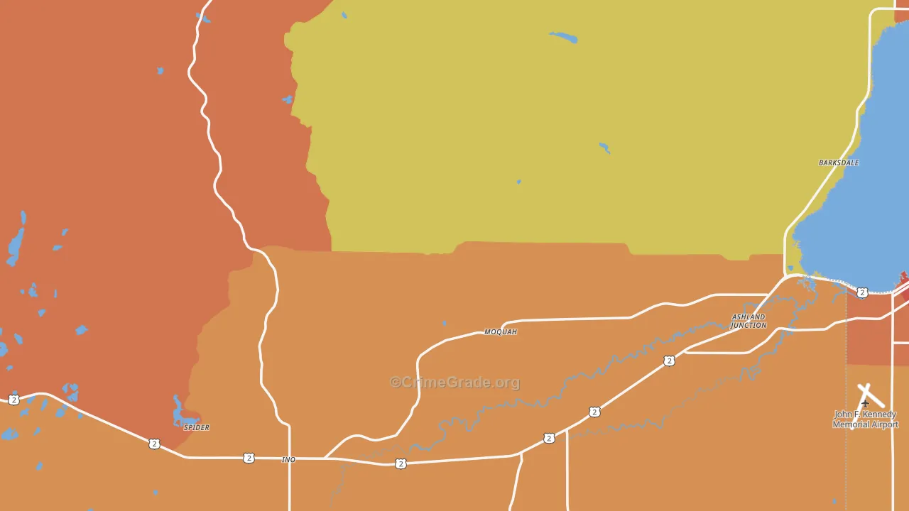 Bayfield County, WI Map of Murder Rates