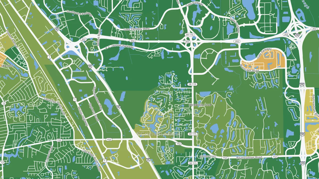 Baymeadows, Jacksonville, FL Map of Murder Rates