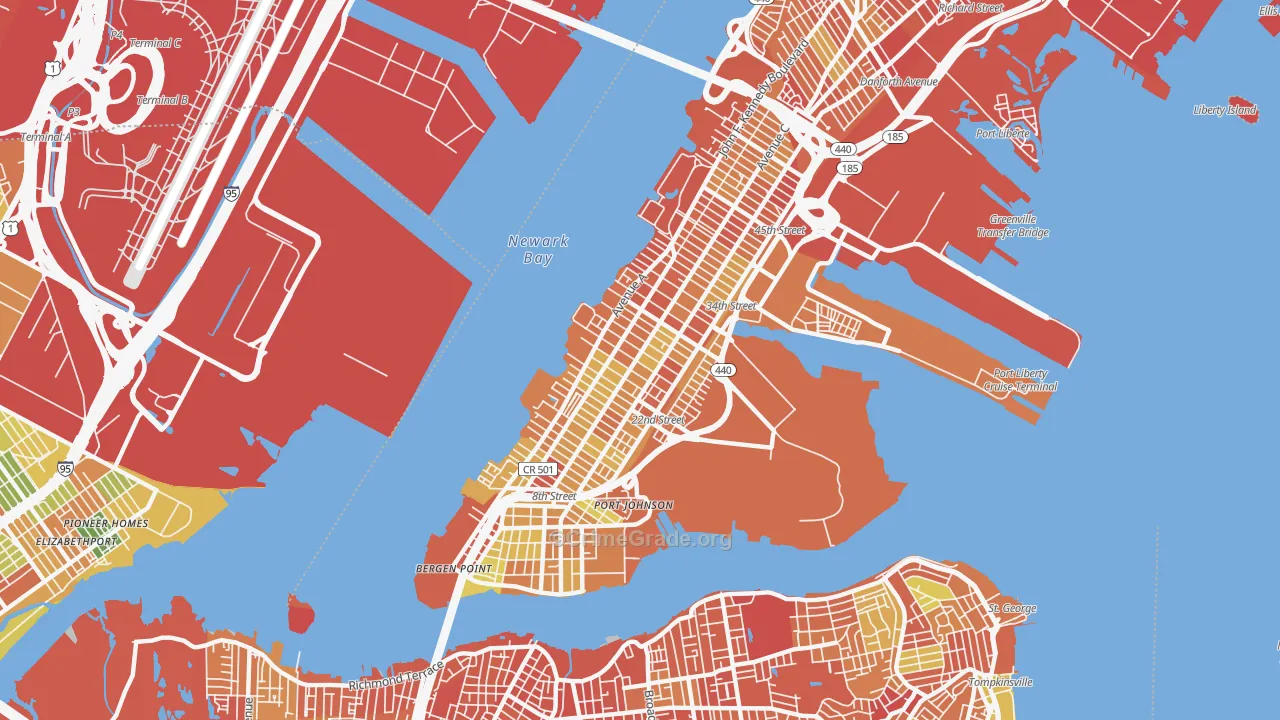 Bayonne, NJ Map of Murder Rates