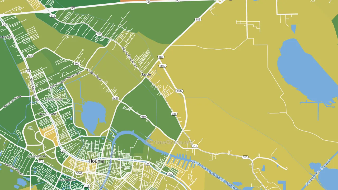 Bayou Blue, LA Map of Murder Rates
