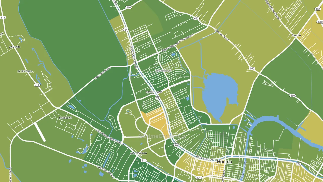 Bayou Cane, LA Map of Murder Rates