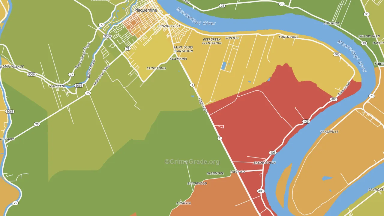 Bayou Goula, LA Map of Murder Rates