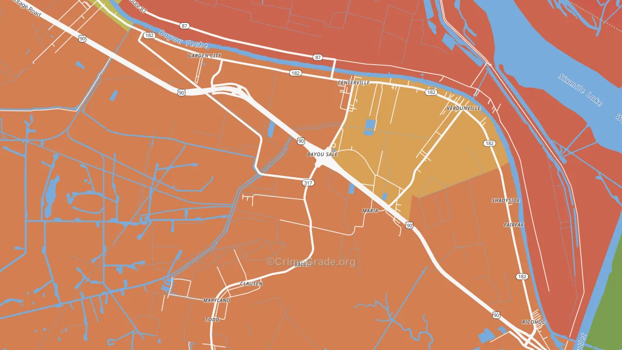 Bayou Sale, LA Map of Murder Rates