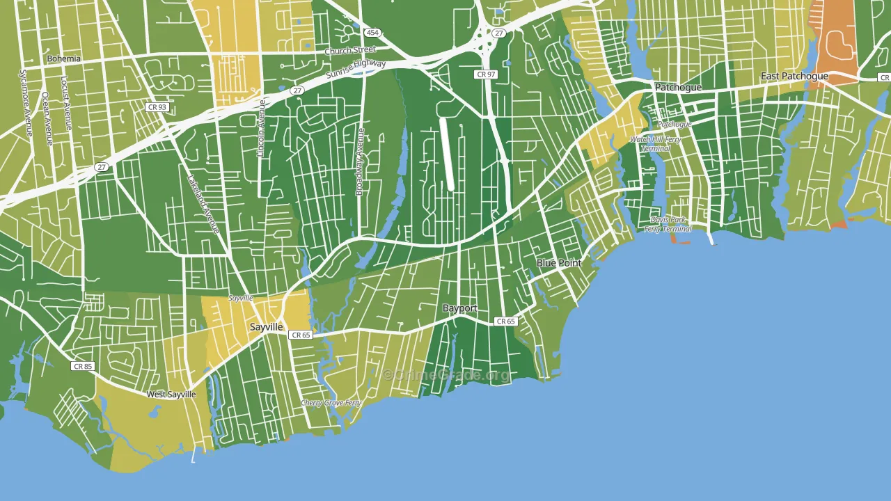 Bayport, NY Map of Murder Rates