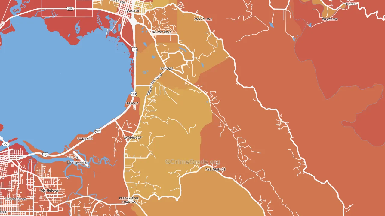 Bayside, CA Map of Murder Rates