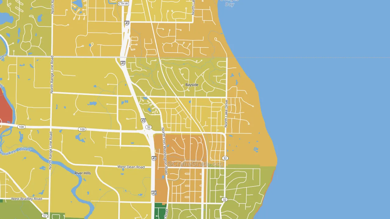 Bayside, WI Map of Murder Rates
