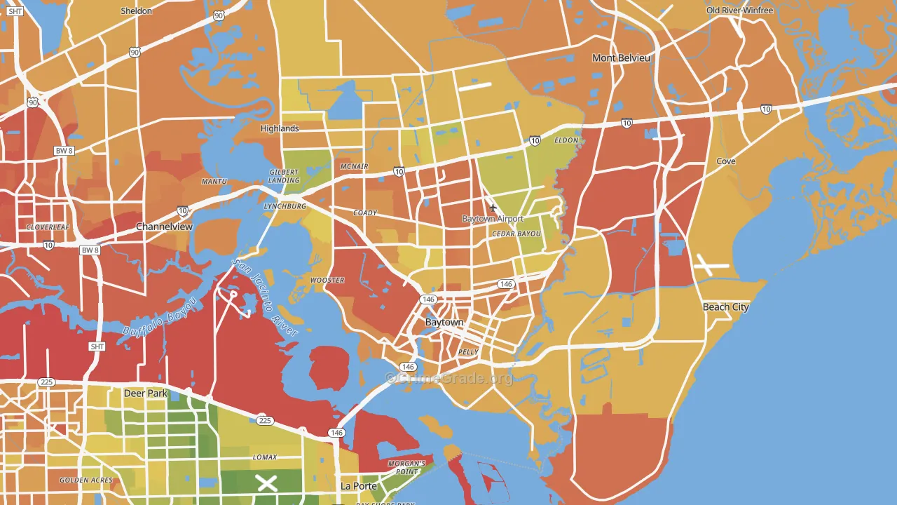 Baytown, TX Map of Murder Rates