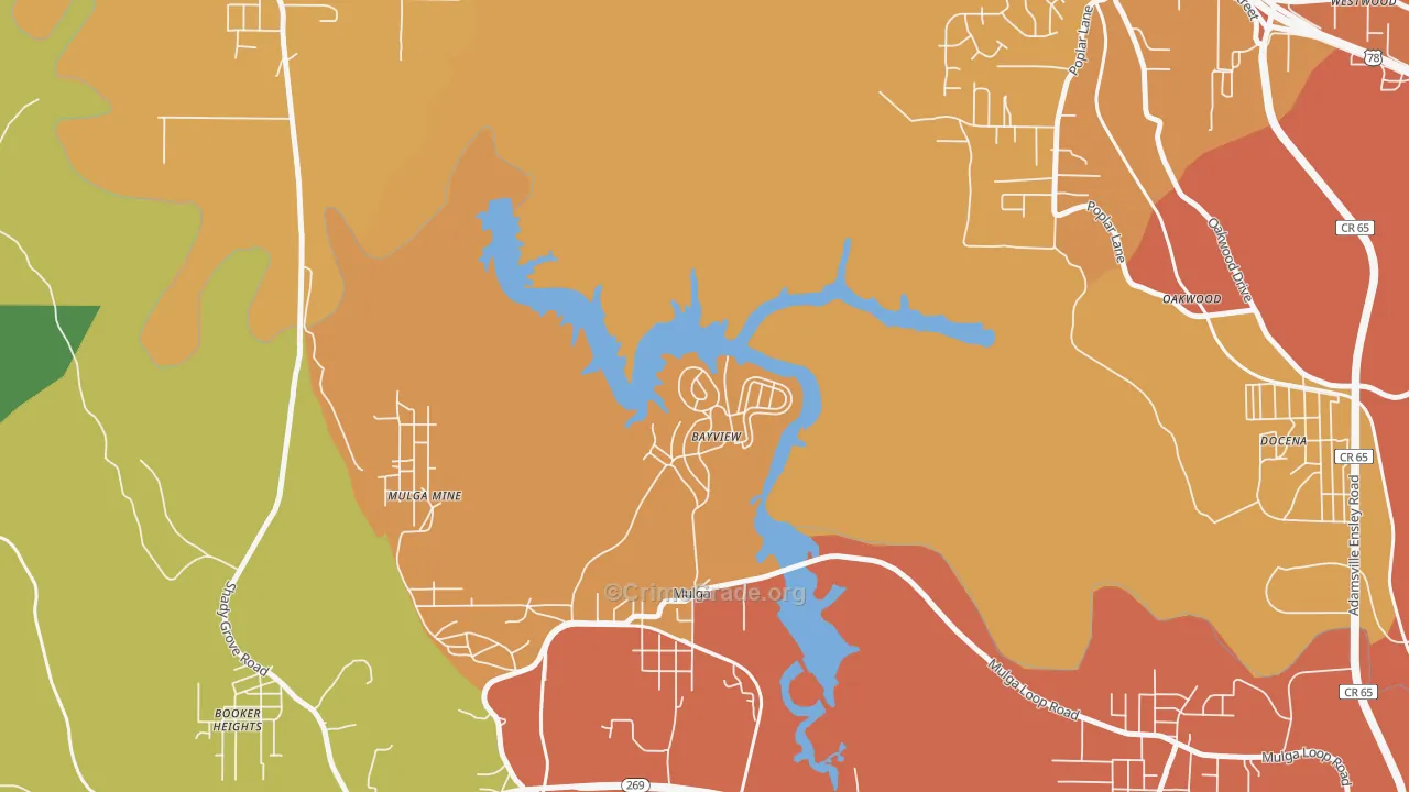 Bayview, AL Map of Murder Rates