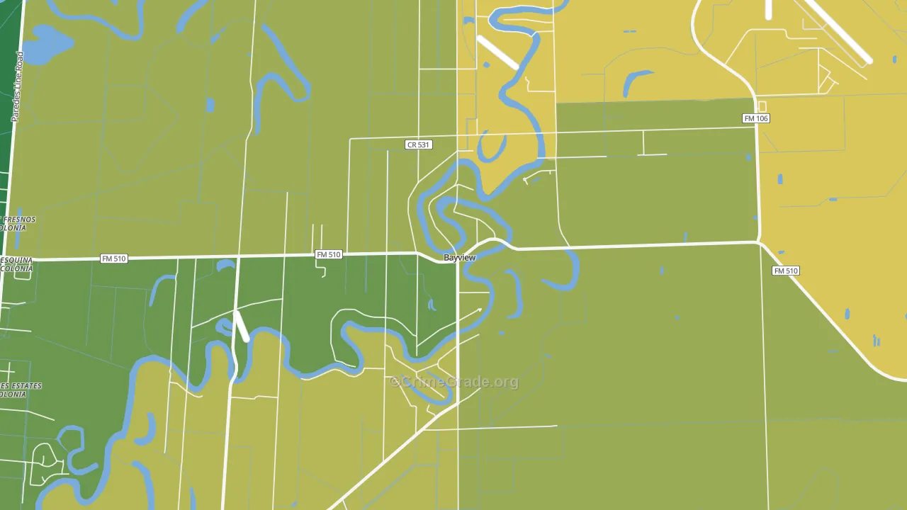Bayview, TX Map of Murder Rates