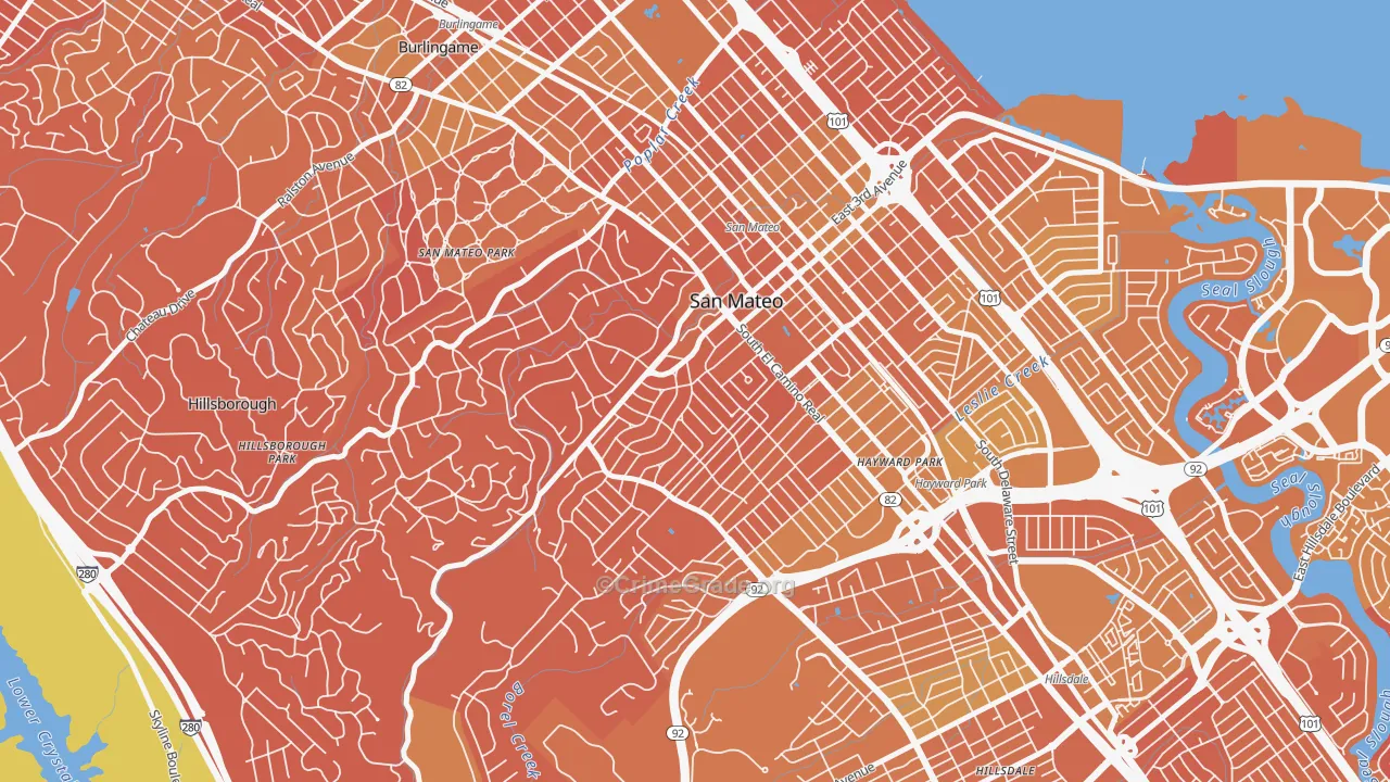 Baywood-Aragon, San Mateo, CA Map of Murder Rates