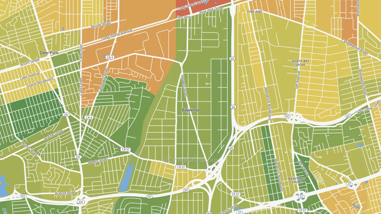 Baywood, NY Map of Murder Rates