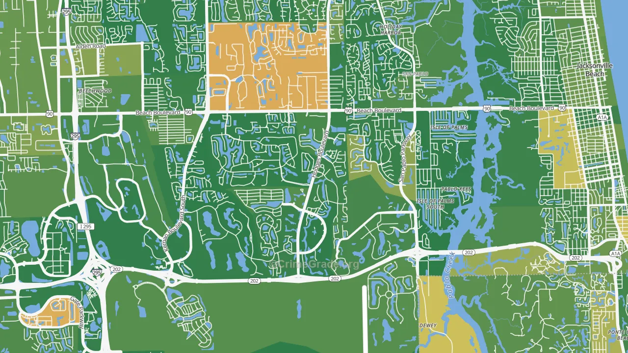 Beach Haven, Jacksonville, FL Map of Murder Rates